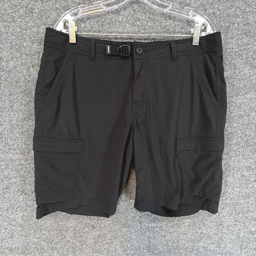 REI Cargo Shorts Mens 32 Black Webbing Belt Hiking Trekking Outdoor Utility Tech